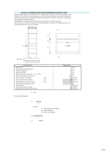 CALCULO Y DISEÑO ESTRUCTURAL RESERVORIO ELEVADO V=35m