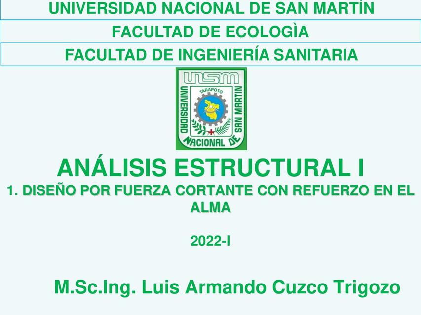 Análisis Estructural I. Diseño por Fuerza Cortante con Refuerzo en el Alma