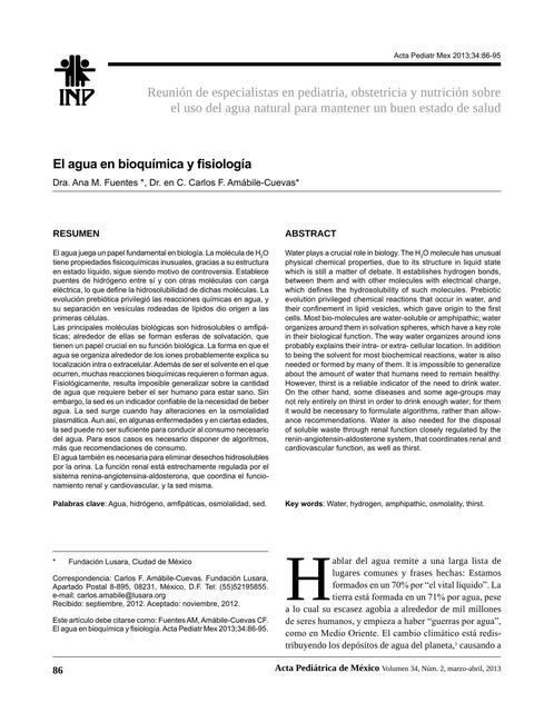 El agua en bioquímica y fisiología