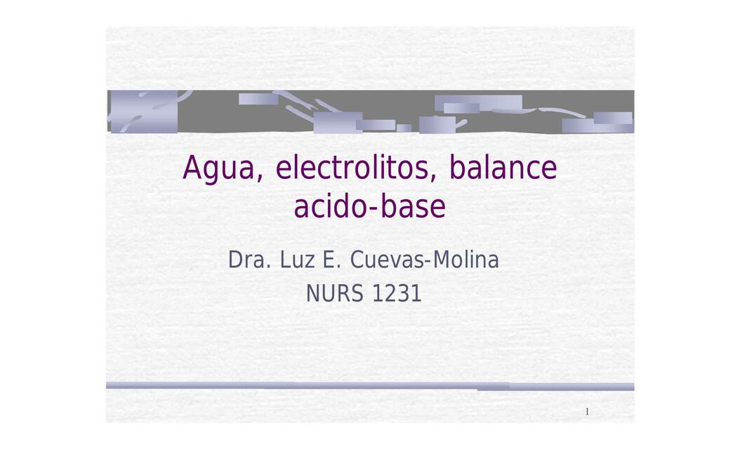 Agua, electrolitos, balance acido-base