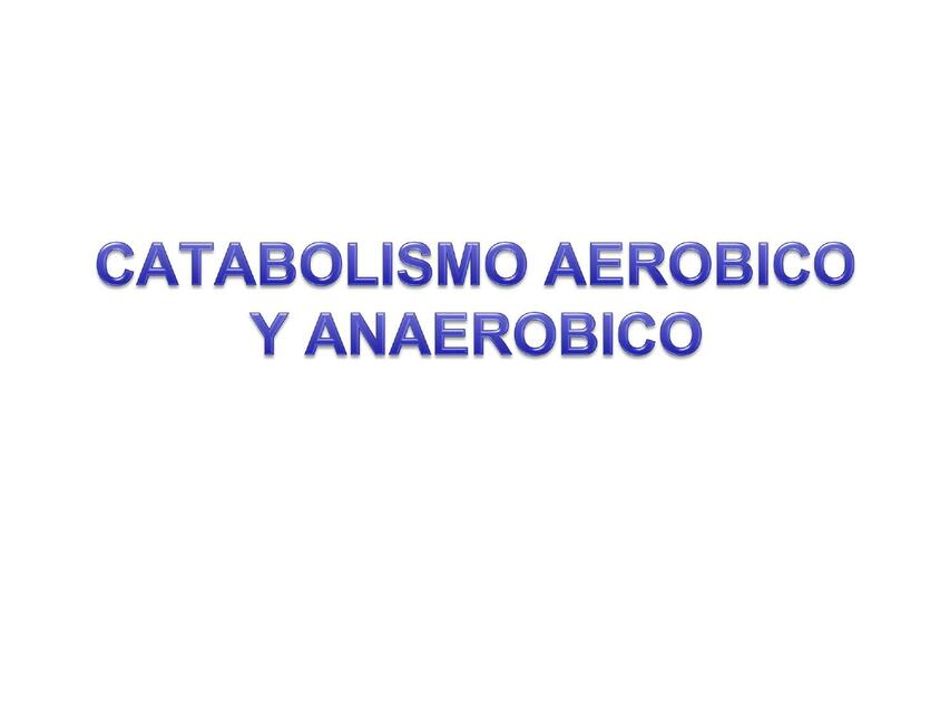 Catabolismo aeróbico y anaeróbico. 