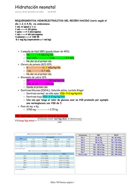 Hidratación neonatal