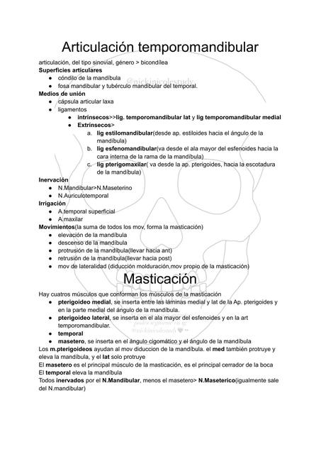 Articulación temporomandibular y Músculos de la masticación