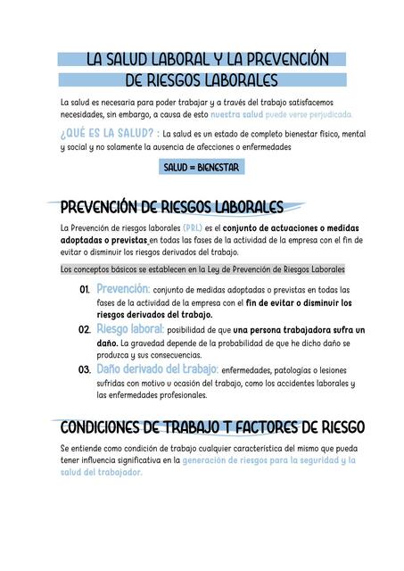 Prevención de Riesgos y Salud Laboral 