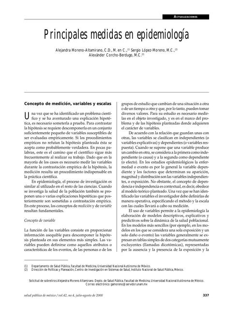 Principales medidas en epidemiología