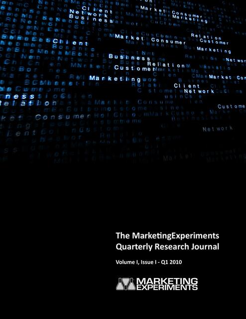 The MarketingExperiments Quarterly Research Journal Q