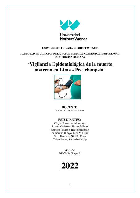 Vigilancia Epidemiológica de la muerte materna en Lima - Preeclampsia