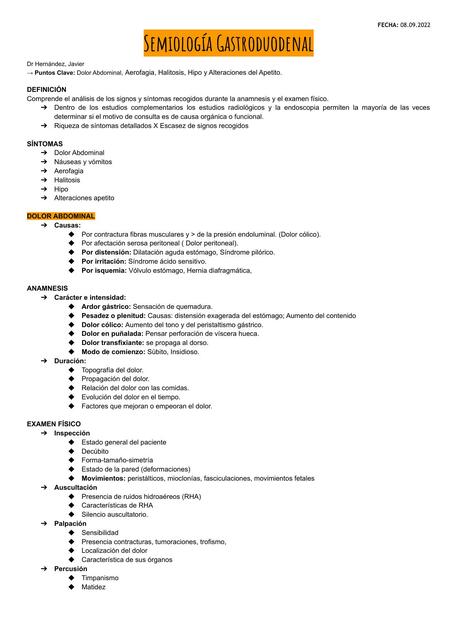 Semiología Gastroduodenal