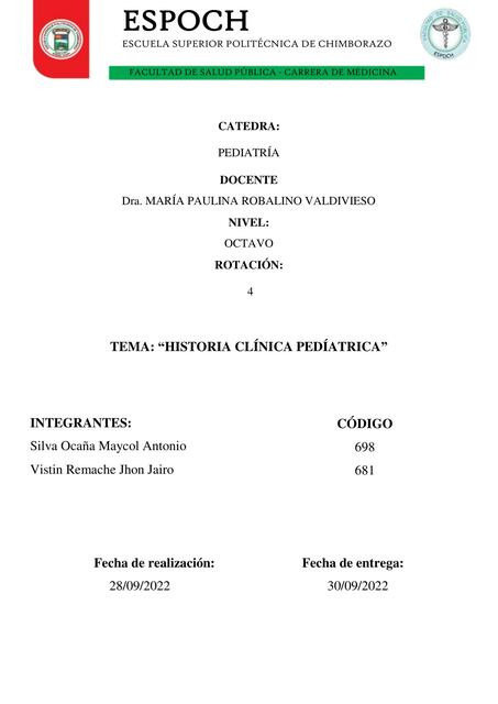 Historia Clínica Pediátrica