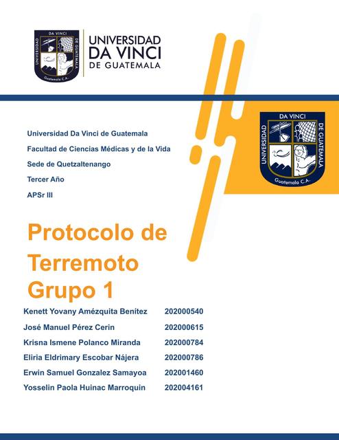 Protocolo Terremotos Grupo 1