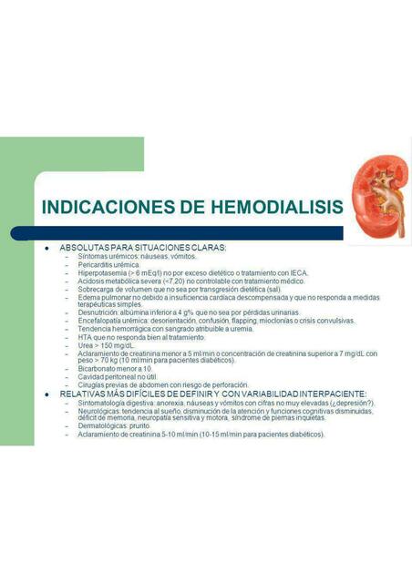 Indicaciones de Hemodiálisis 