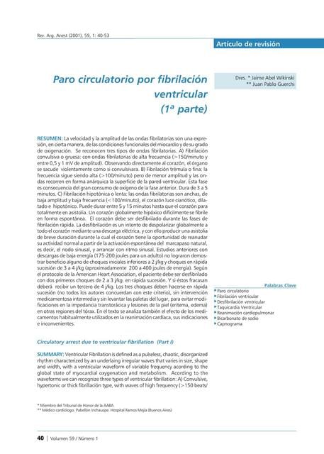 Paro Declaration fibrilación ventricular | uDocz
