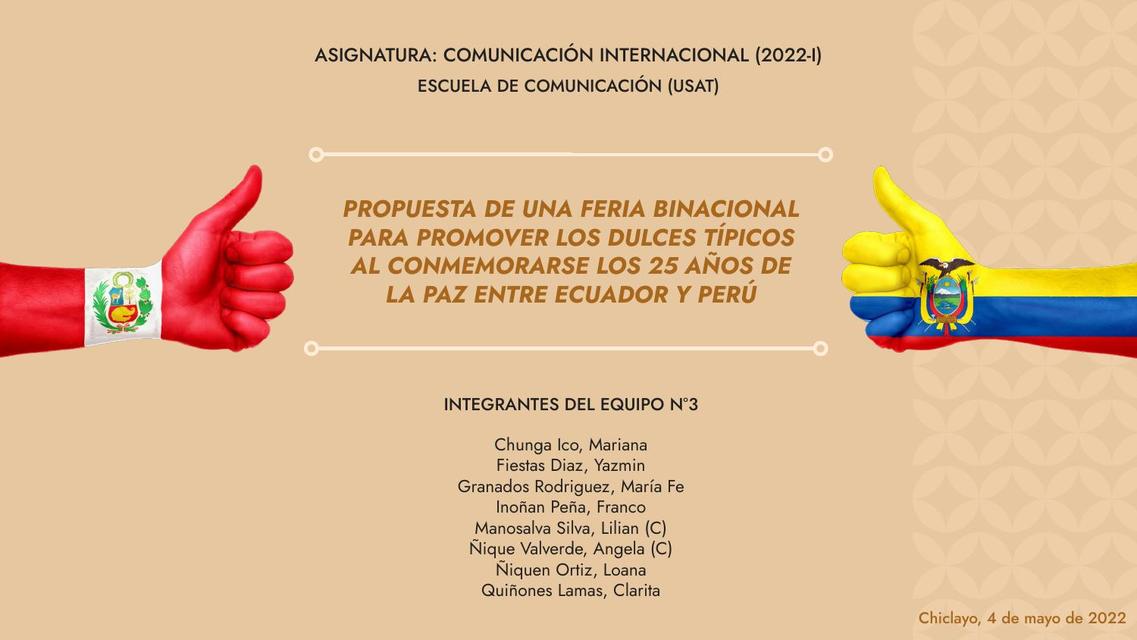 Propuesta de una feria binacional de dulces Perú - Ecuador