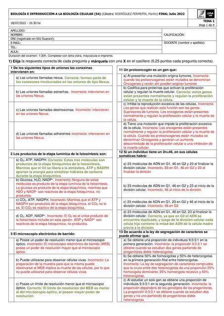 Biología e Introducción a la Biología Celular 