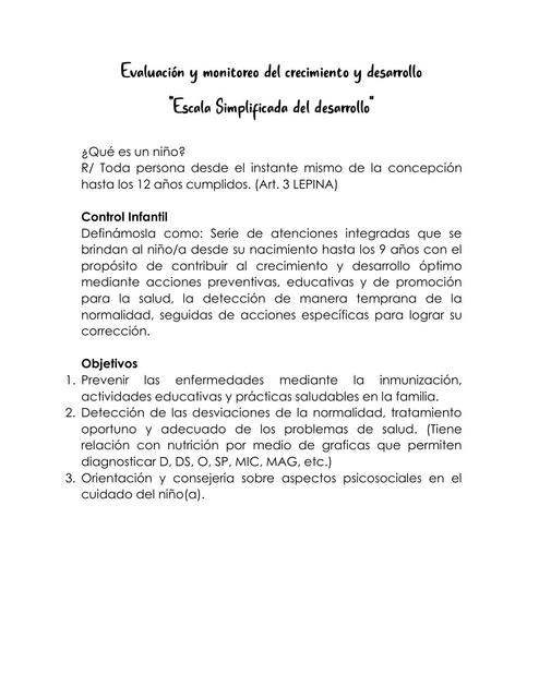 Evaluación y monitoreo del crecimiento y desarrollo