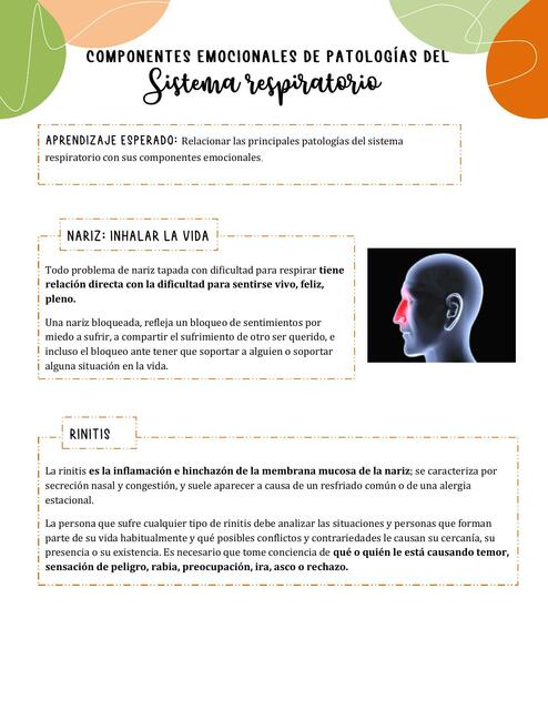 Componentes emocionales de patologías del sistema respiratorio.