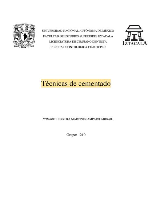 tecnicas de cemenetado