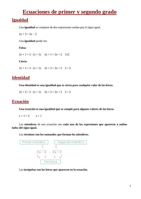 Ecuaciones de Primer y Segundo Grado