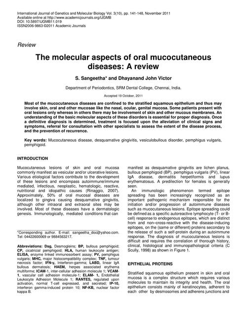 The molecular aspects of oral mucocutaneous diseases 