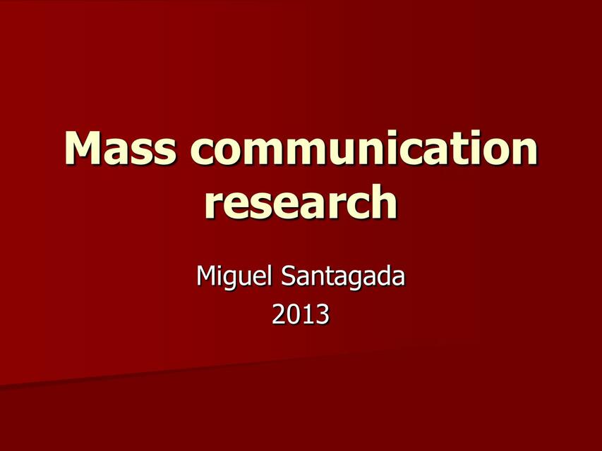 Mass Communication Research Todo De Comunicaci n Social UBA UDocz