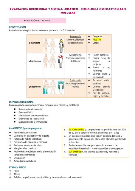 Evaluación Nutricional y Sistema Linfático 