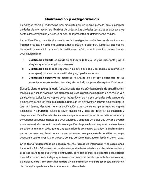 Codificación y categorización | Fernanda Quintos | uDocz