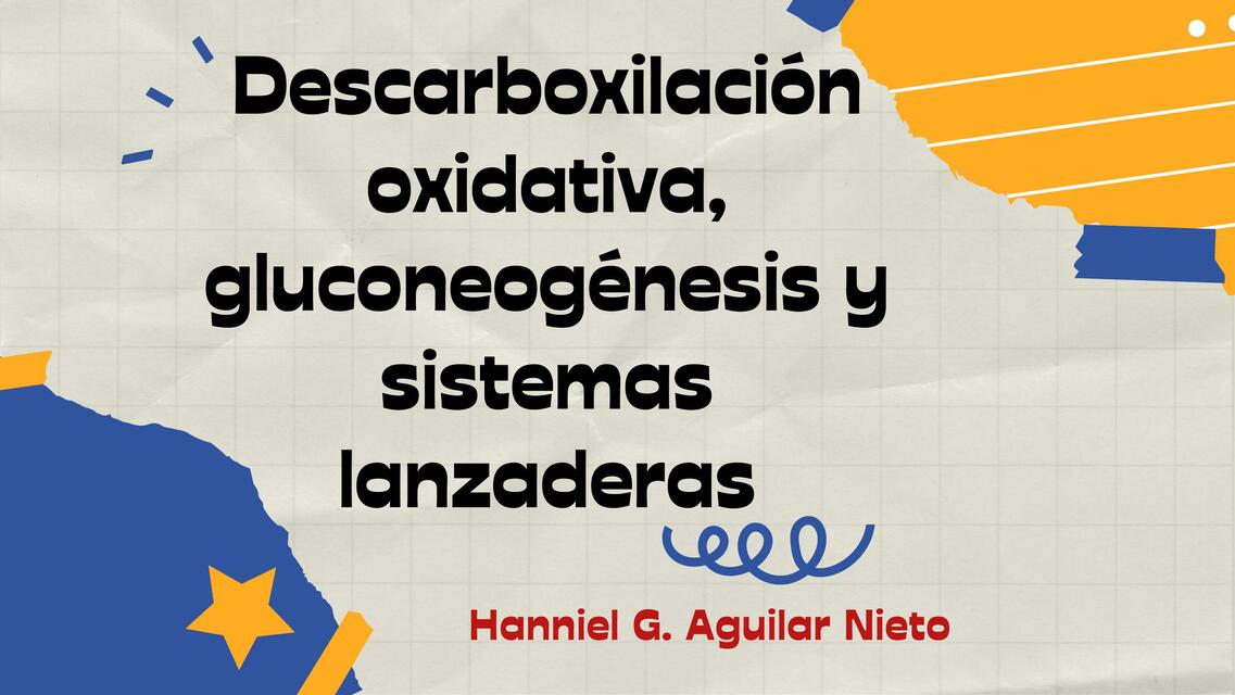 Descarboxilación Oxidativa, Gluconeogénesis y Sistemas Lanzaderas