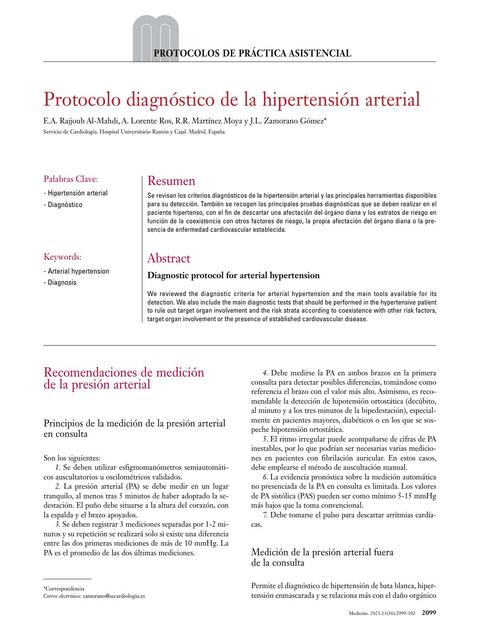 Protocolo de diagnostico de la hipertensión