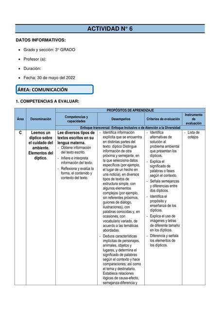 3° Grado - Actividad del día 30 de Mayo