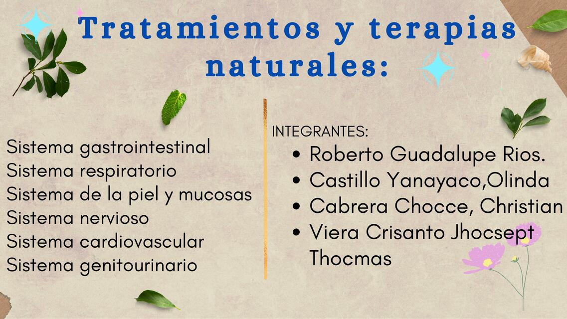 Tratamiento y terapias naturales en sistemas