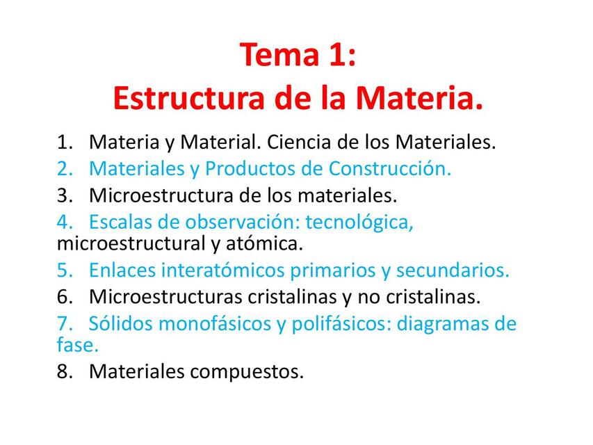 CIV TEMA 1 Estructura de la materia