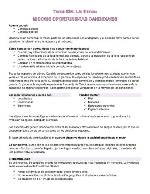 Micosis oportunistas candidiasis