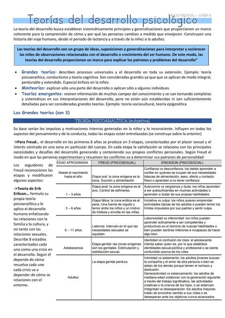 Teorías del Desarrollo Psicológico 