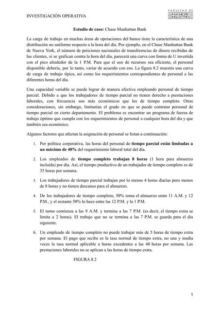 Caso Chase Manhattan investigación operativa