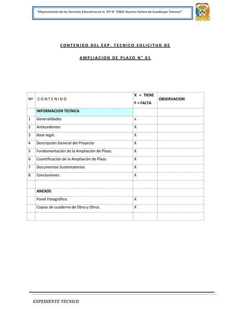 Ampliación de Plazo