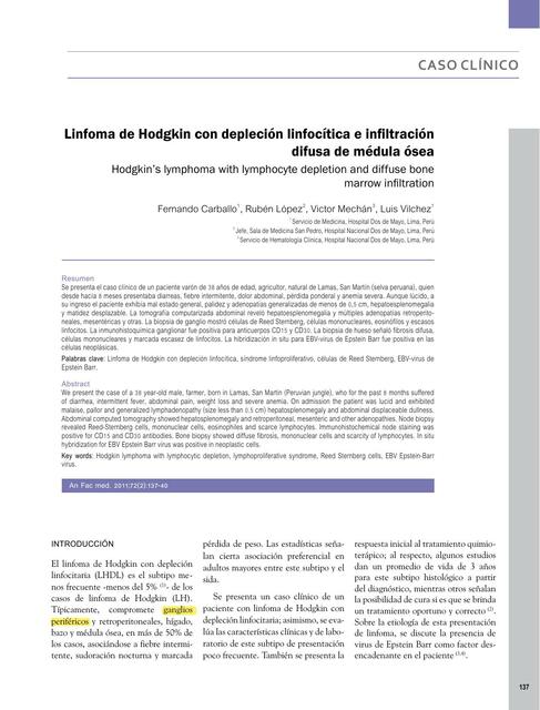 Caso clínico - Linfoma de Hodgkin