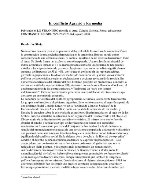 Postolski - El conflicto Agrario y los media. | Todo de Comunicación ...