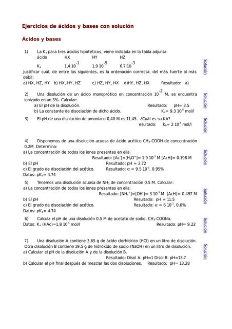 Ejercicios ácidos con solución