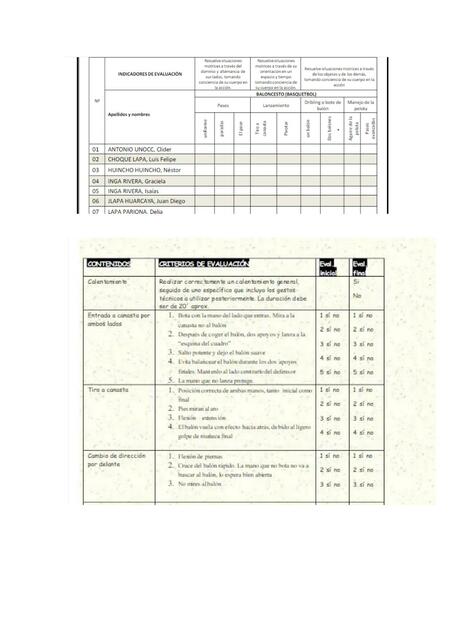 Lista de cotejo de deportes