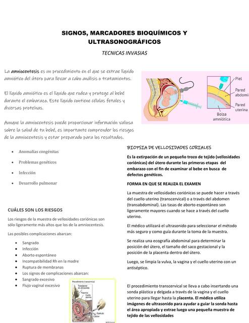 Signos, Marcadores Bioquímicos y Ultrasonográficos 