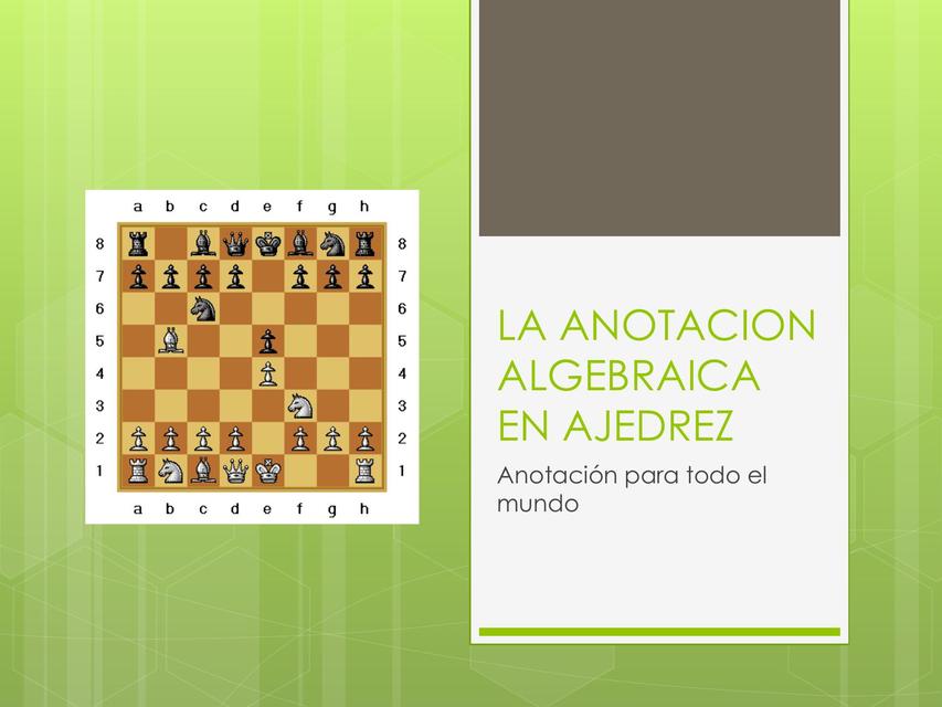 LA ANOTACIÓN ALGEBRAICA EN AJEDREZ