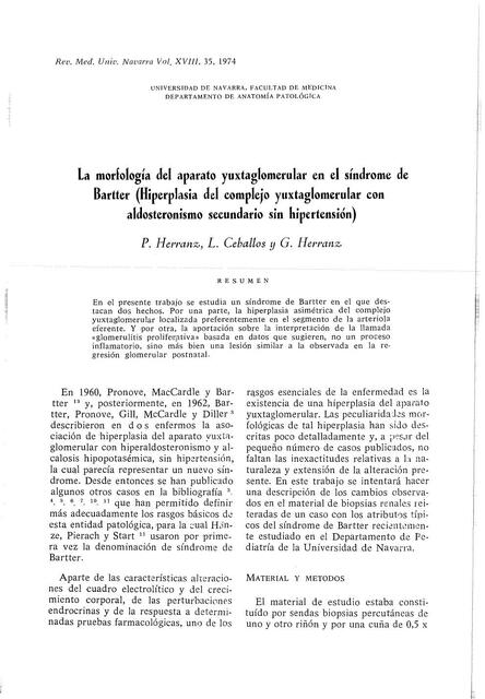 La Morfología del Aparato Yuxtaglomerular en el Síndrome de Bartter 