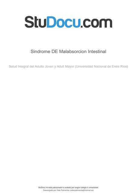 Síndrome de malabsorción intestinal