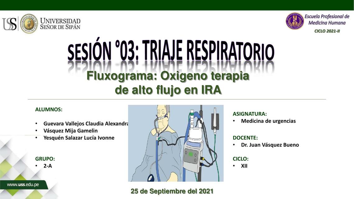 Fluxograma: Oxígeno terapia de alto flujo en IRA