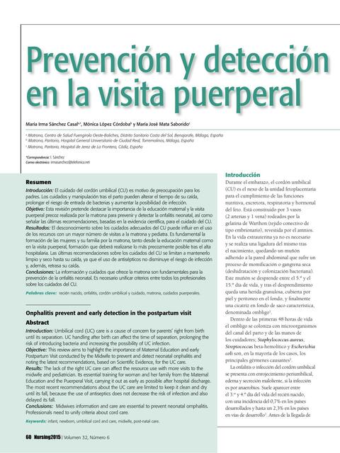 Prevención y detección en la visita puerperal 