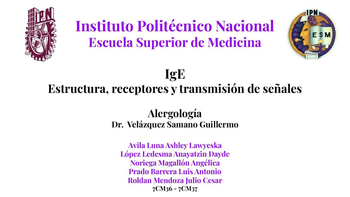  IgE Estructura Receptores y Señales