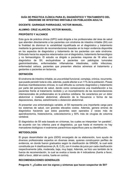 Guía de práctica clínica para el diagnóstico y tratamiento del síndrome de intestino irritable 