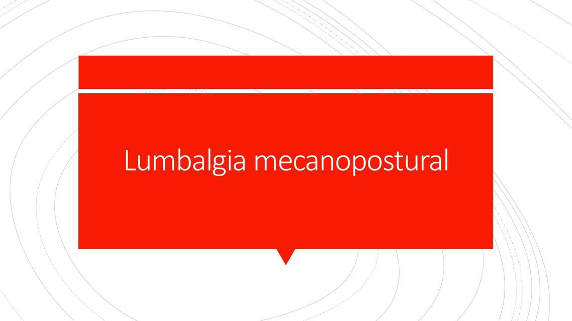 Lumbalgia mecanopostural