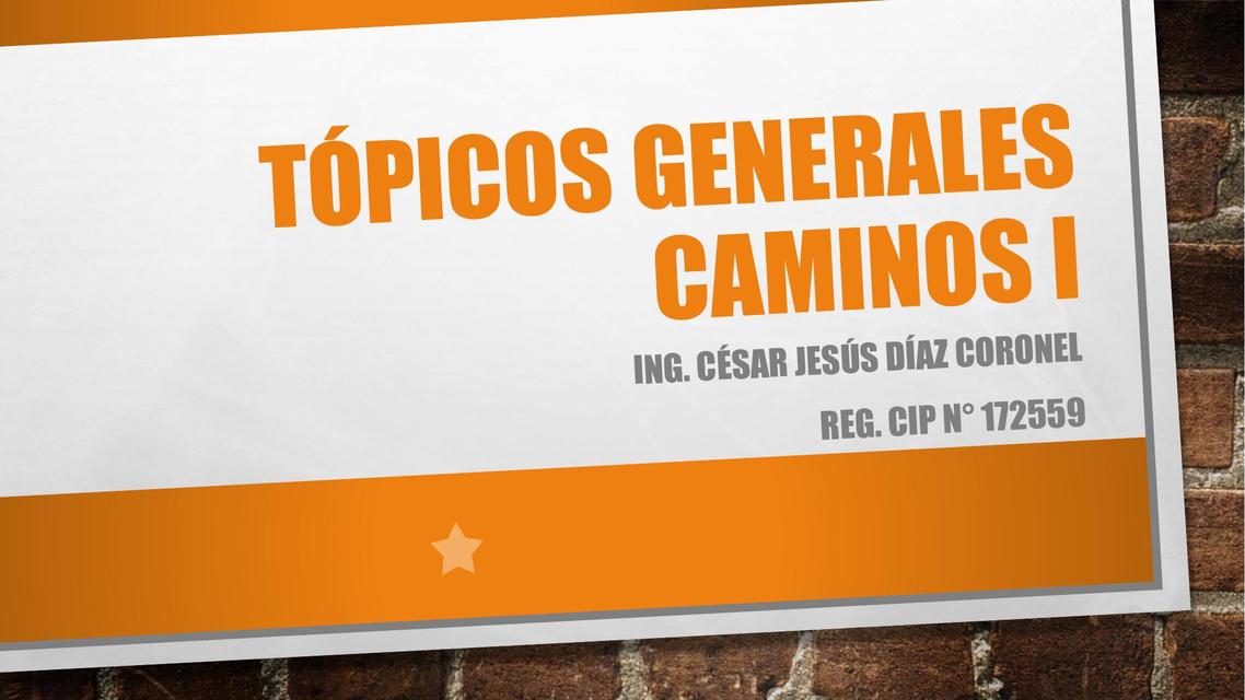 Caminos I. Tópicos generales 