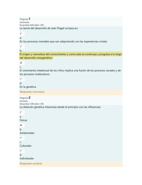 Preguntas generales Test Psicología del Desarrollo